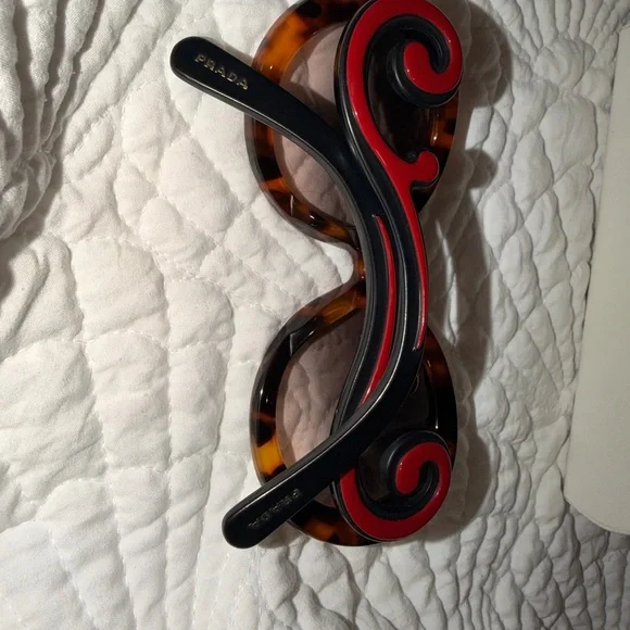 Prada Minimal Baroque Women's Tortoise and Red Swirl Sunglasses - Picture 11 of 15